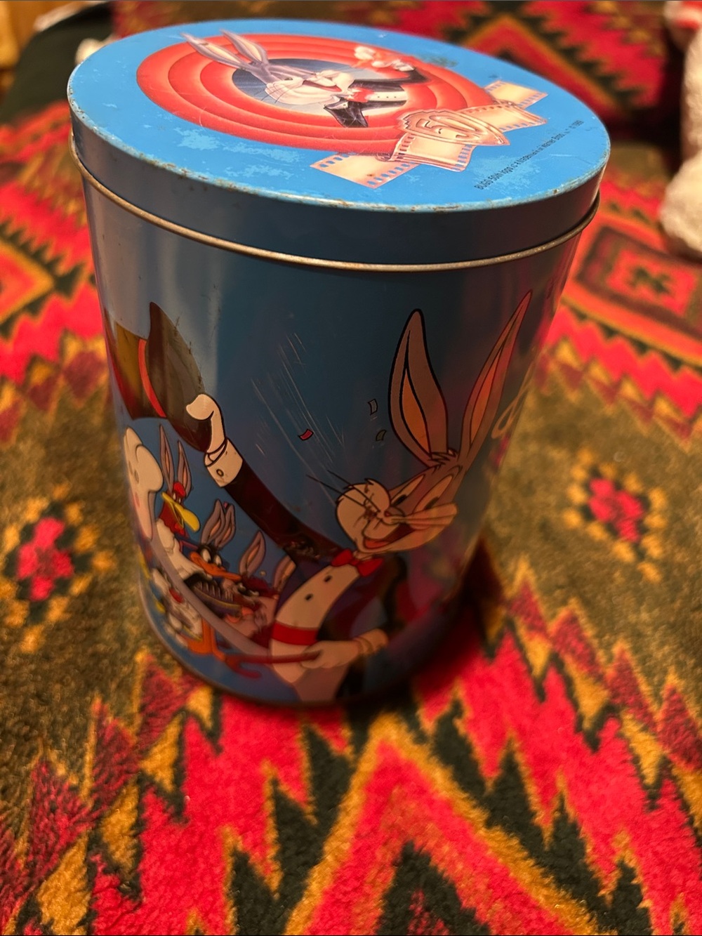 Looney Tunes Bugs Bunny Tin Can - Blue Cartoon Collectible